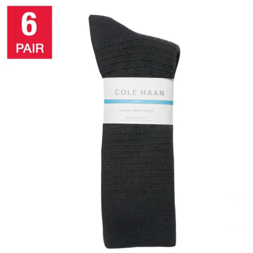 Cole Haan Men's Dress Socks, 6 pairs of black socks